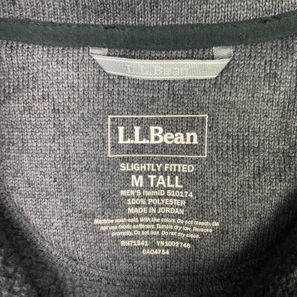 LL Bean Sweater Vest Men's Medium Tall Gray Fleece Full Zip 510174 Hiking - Picture 5 of 9